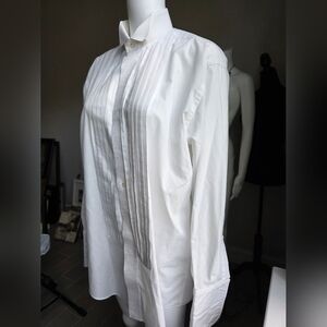 Stafford White Dress Shirt with Stand-Up Collar